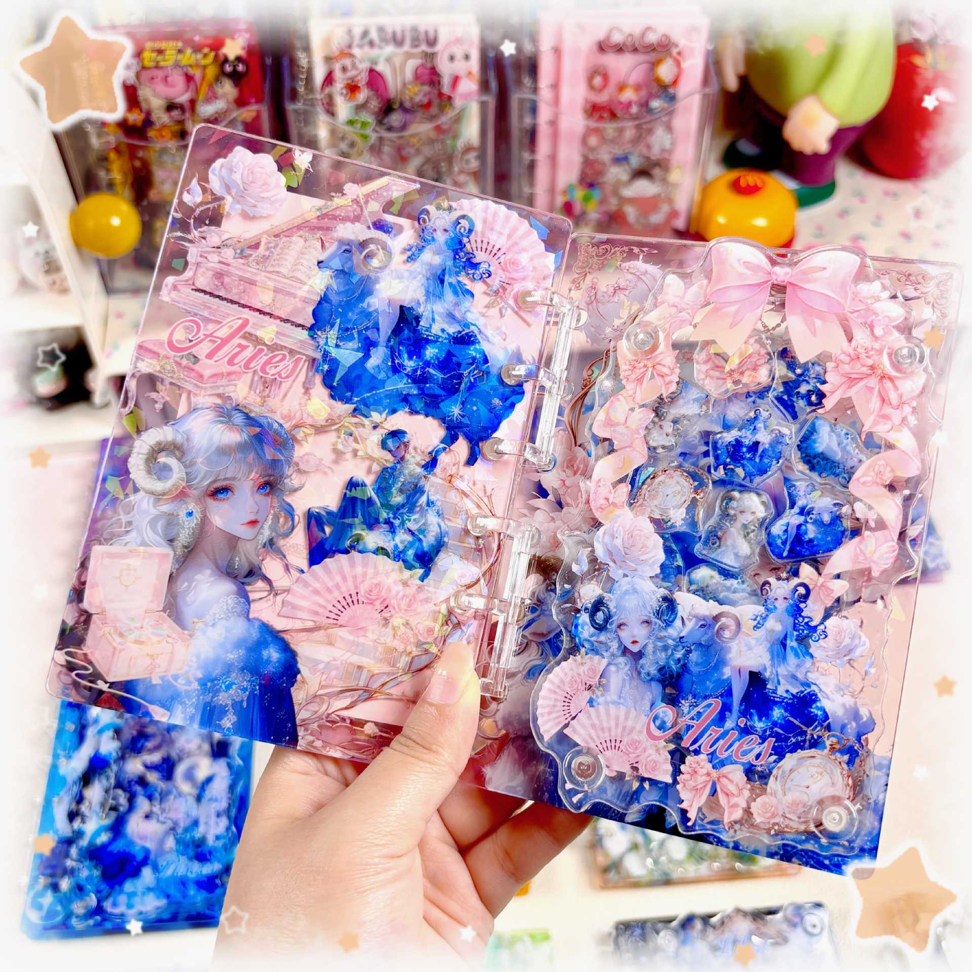 Wholesale Twelve Constellations Acrylic Shaker Book A7 Loose-leaf Notebook