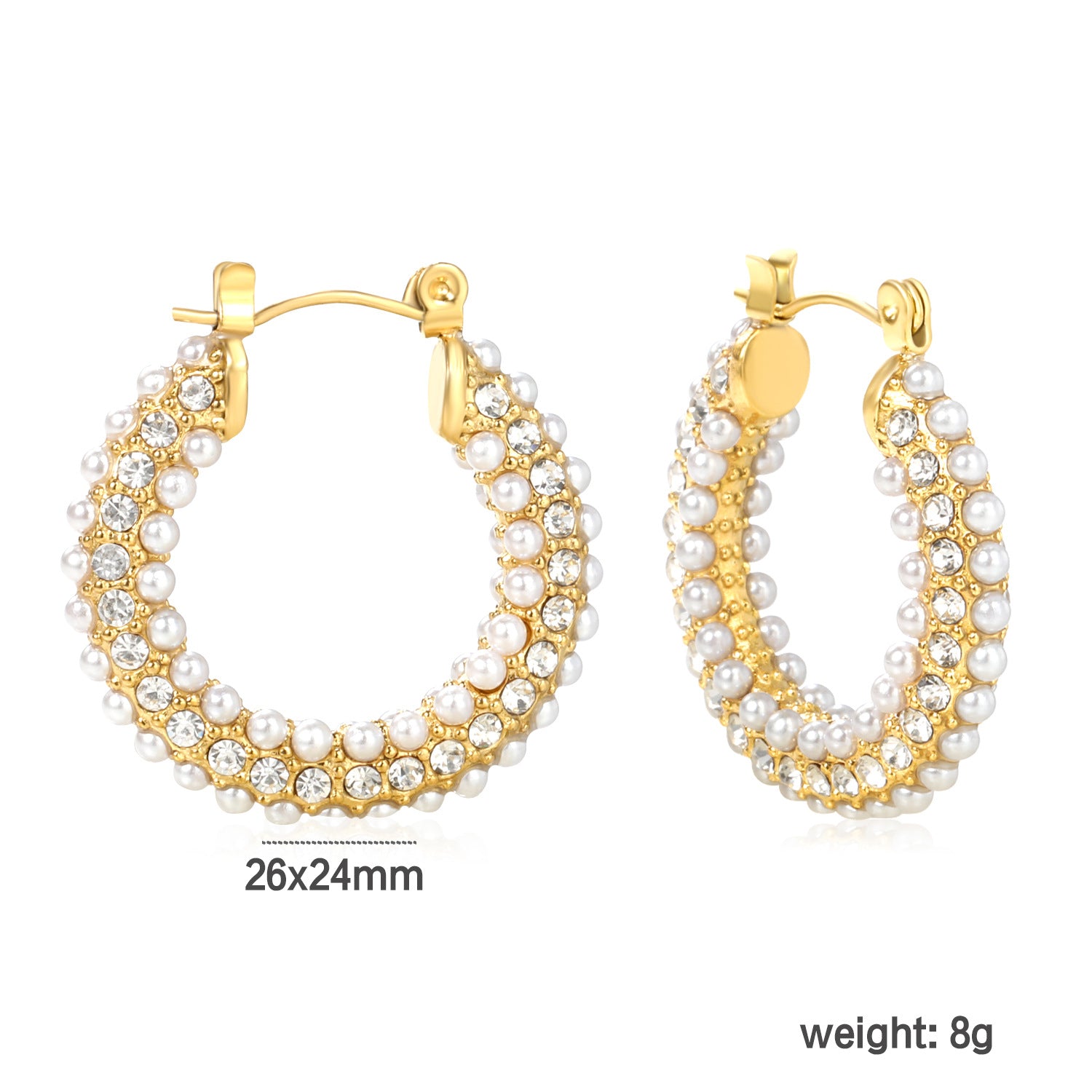 Wholesale Pearl White Diamond 18k Stainless Steel Earrings for Women,  Light Luxury