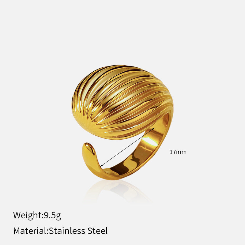 Wholesale Trendy Glossy Open Titanium Steel Ring Stainless Steel 18K Gold Plated Niche Ring