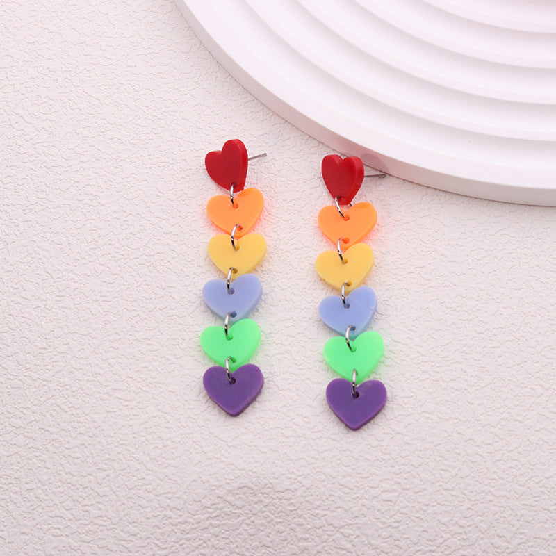 Wholesale 2pairs/pack Rainbow Love Series Acrylic Stud Earrings
