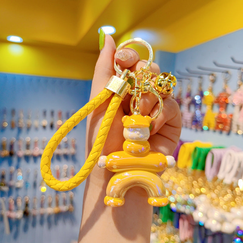 Wholesale Electroplating Colorful Clay Resin Bear Keychains