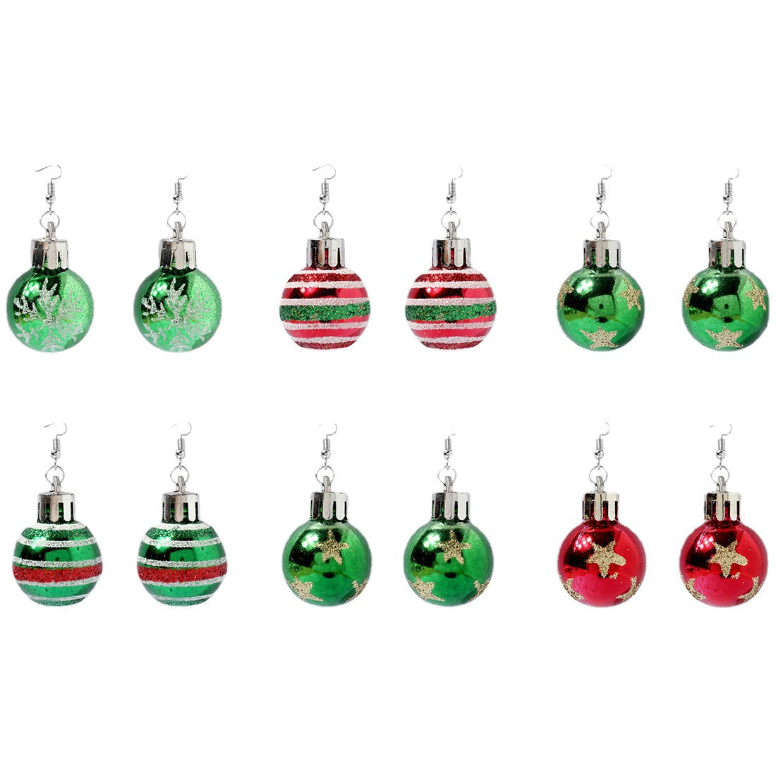Wholesale Christmas Glitter Electroplated Ball Earrings