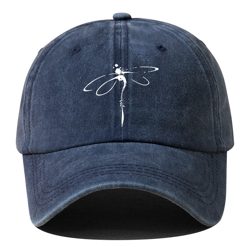 Wholesale Dragonfly Print Washed Distressed Baseball Cap