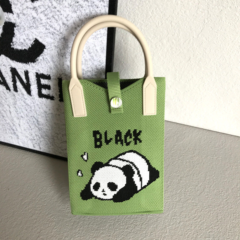 Wholesale Panda Shoulder Crossbody Hand-held Knitted Bag