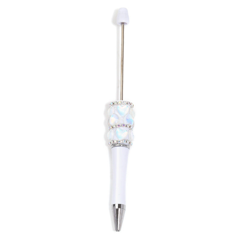 Wholesale 5PCS/Pack Creative Aurora Mermaid Love Sugar Pen  Heavy DIY Beaded Pen Rotating Bead Pen Ballpoint Pen