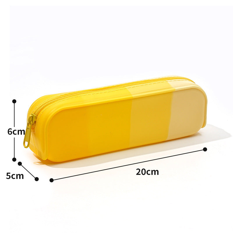 Soft Silicone Gradient Color Rectangular Silicone Pencil Case