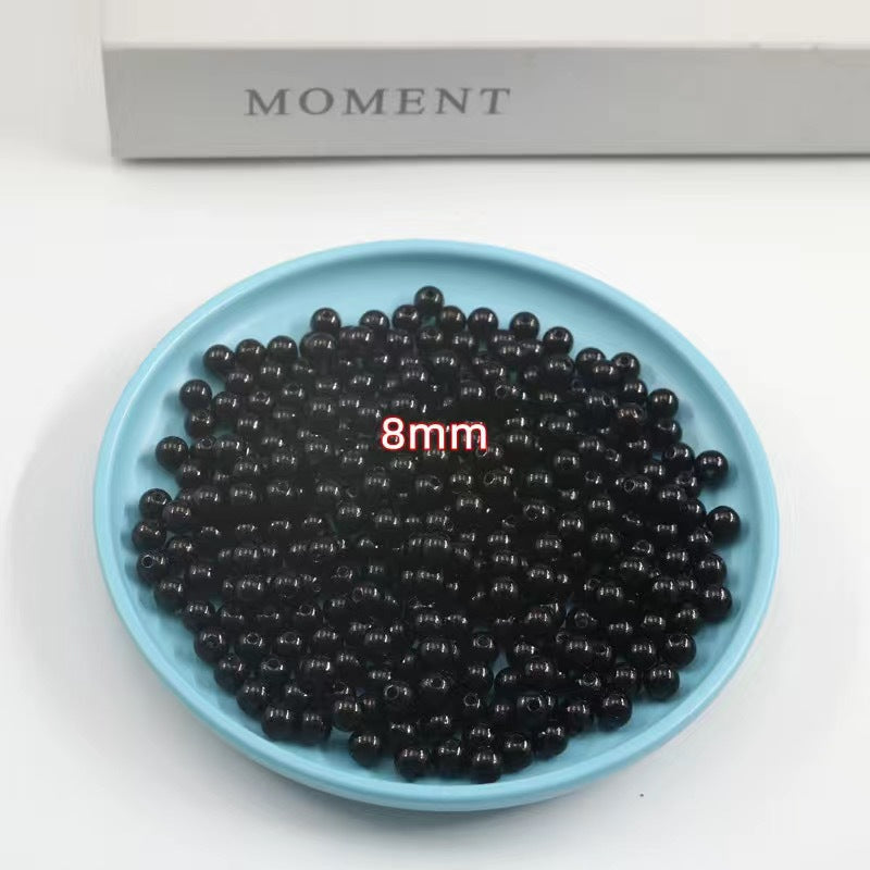 Wholesale Glazed Glass Imitation Obsidian Black Loose Beads 6Mm Round For DIY Jewelry Making Fashion Accessory Boutique Resale