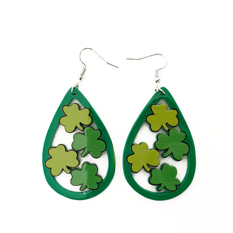 Wholesale St. Patrick's Day Acrylic Green Glitter Earrings