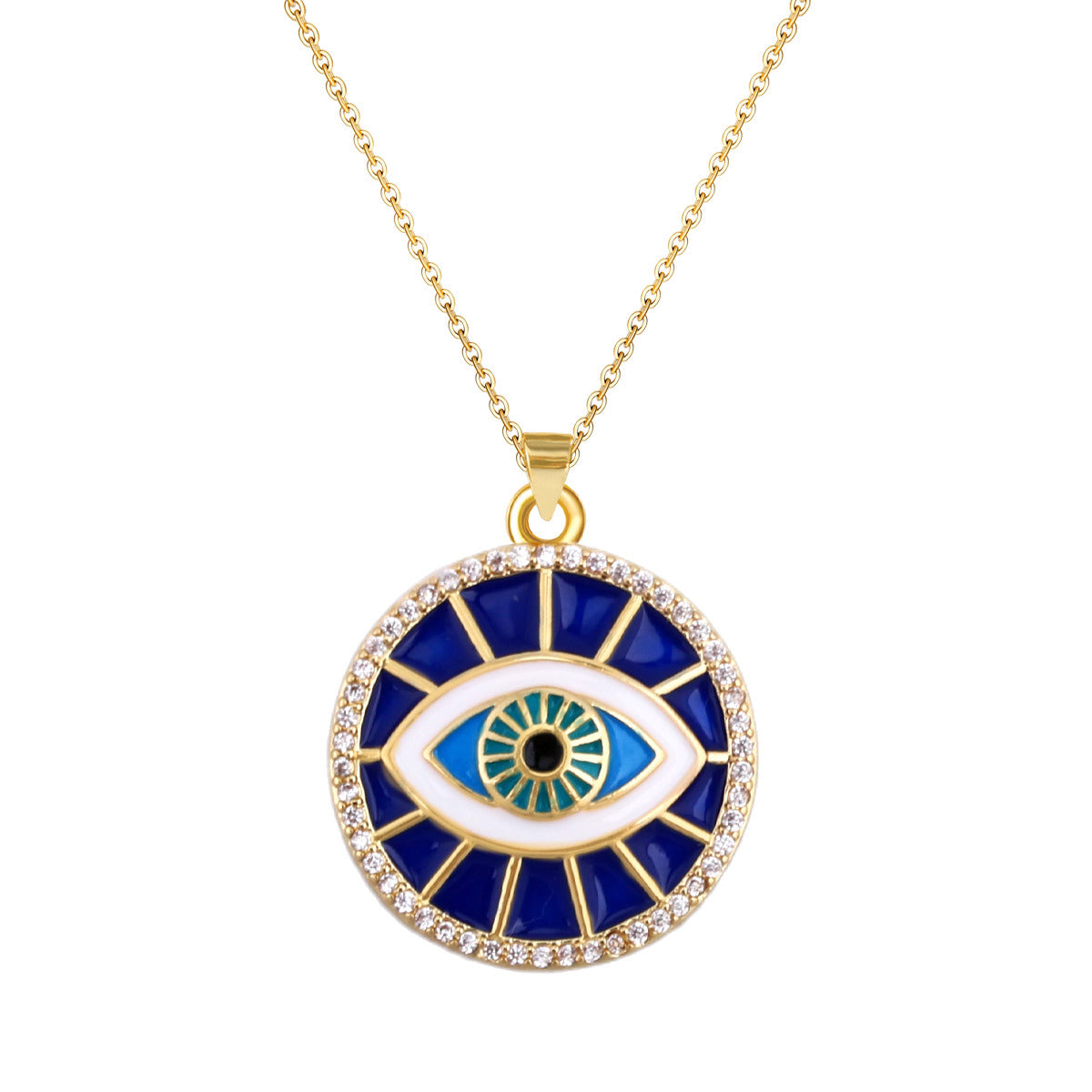 Wholesale Gold Plated Evil Eye Pendant Necklace European Fashion Style Jewelry Accessory For Everyday Gift