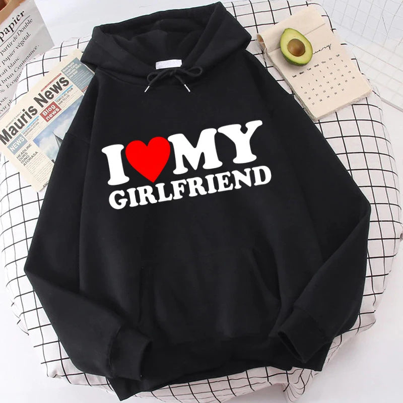 Wholesale Valentine's Day I Love My Boyfriend Girlfriend Print Hoodie