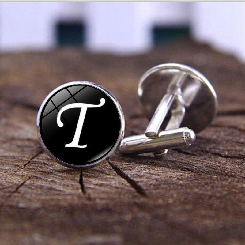 Wholesale Alloy 26 English Letters Time Gemstone Men's Cufflinks