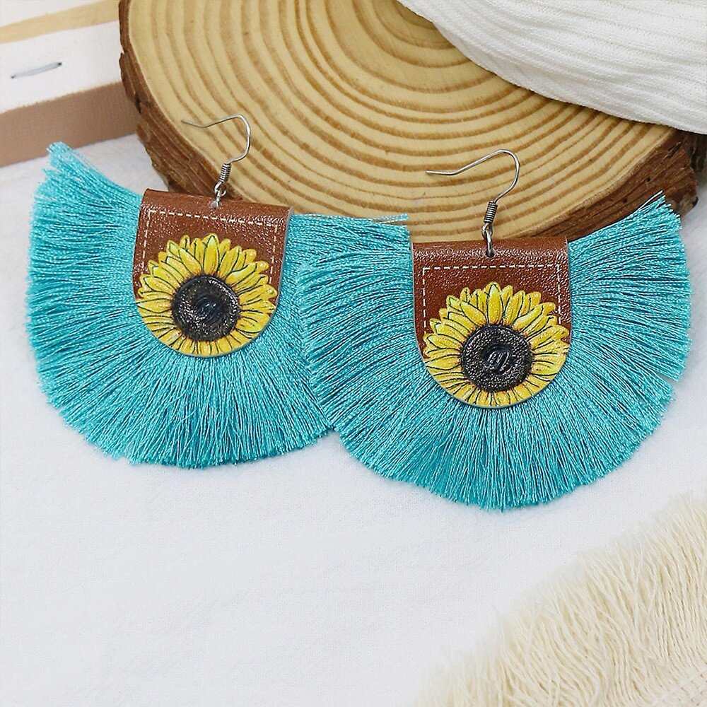 Wholesale Tassel Boho Color Scallop Earrings