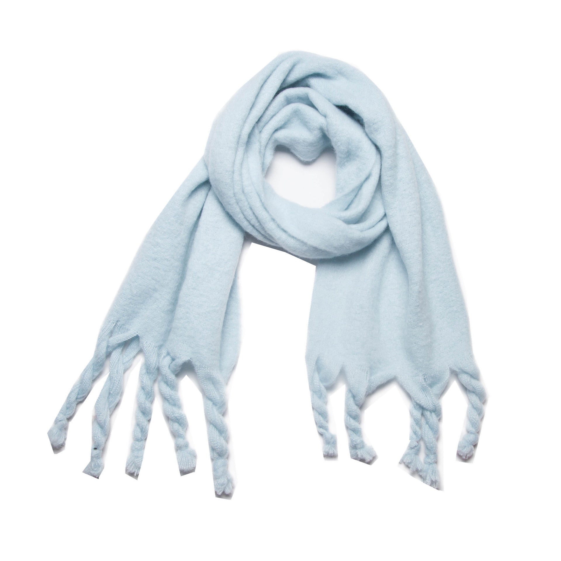 Wholesale Autumn and Winter Circle Yarn Knotted Thick Braid Thick Tassel Solid Color Scarf