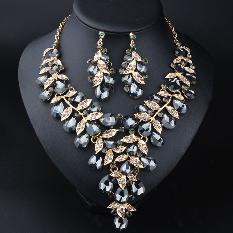 Wholesale Women's Evening Dress Accessories Large Waterdrop Necklace Earrings Set