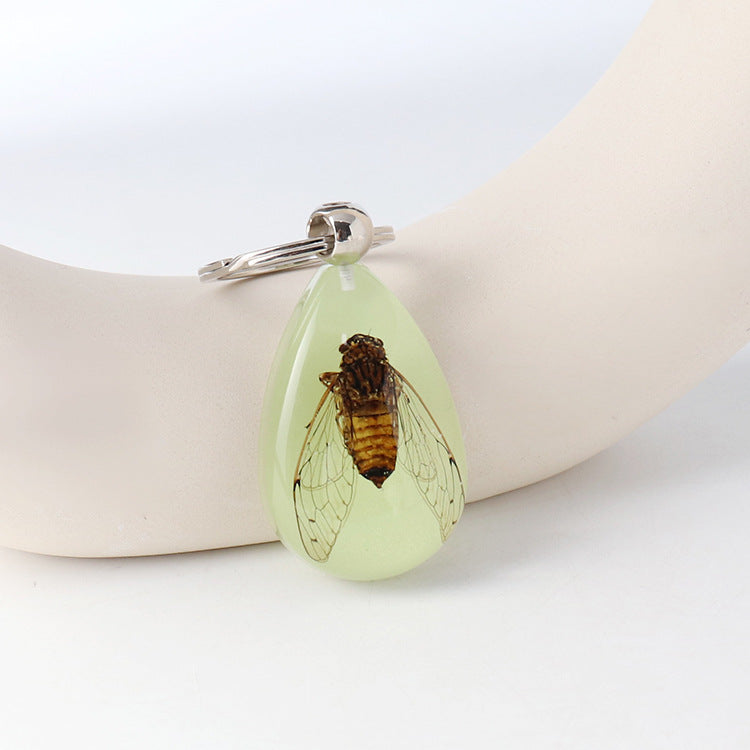 Wholesale Large Amber Glow-in-the-Dark Insect animal specimen Keychain