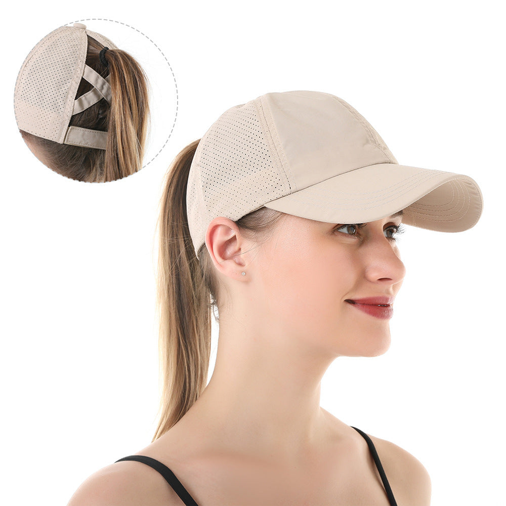 Wholesale Casual Cross Ponytail Net Surface Quick Dry Spring Summer Solid Baseball Cap