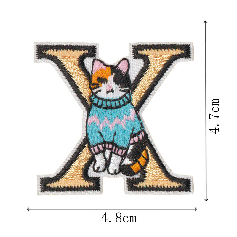 Wholesale 26Pc Embroidered Cat Alphabet Patches With Adhesive Back For Clothing Bags Pet Apparel And Towels