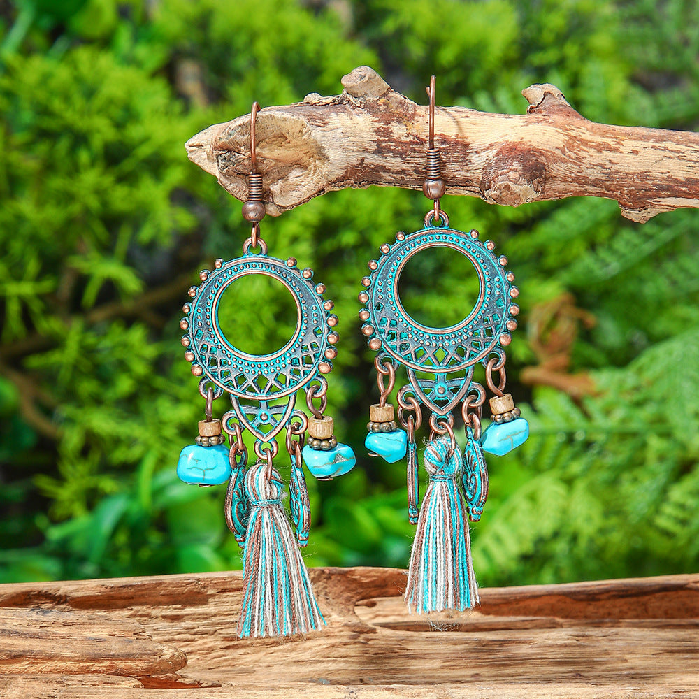 Wholesale Bohemian Retro Tassel Earrings Zinc Alloy Fashion Accessory For Party Wear And Resale