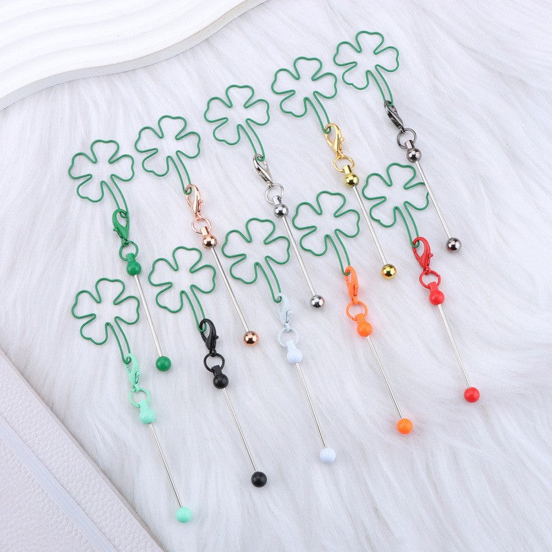 Wholesale Four-leaf Clover DIY Beadable Keychain