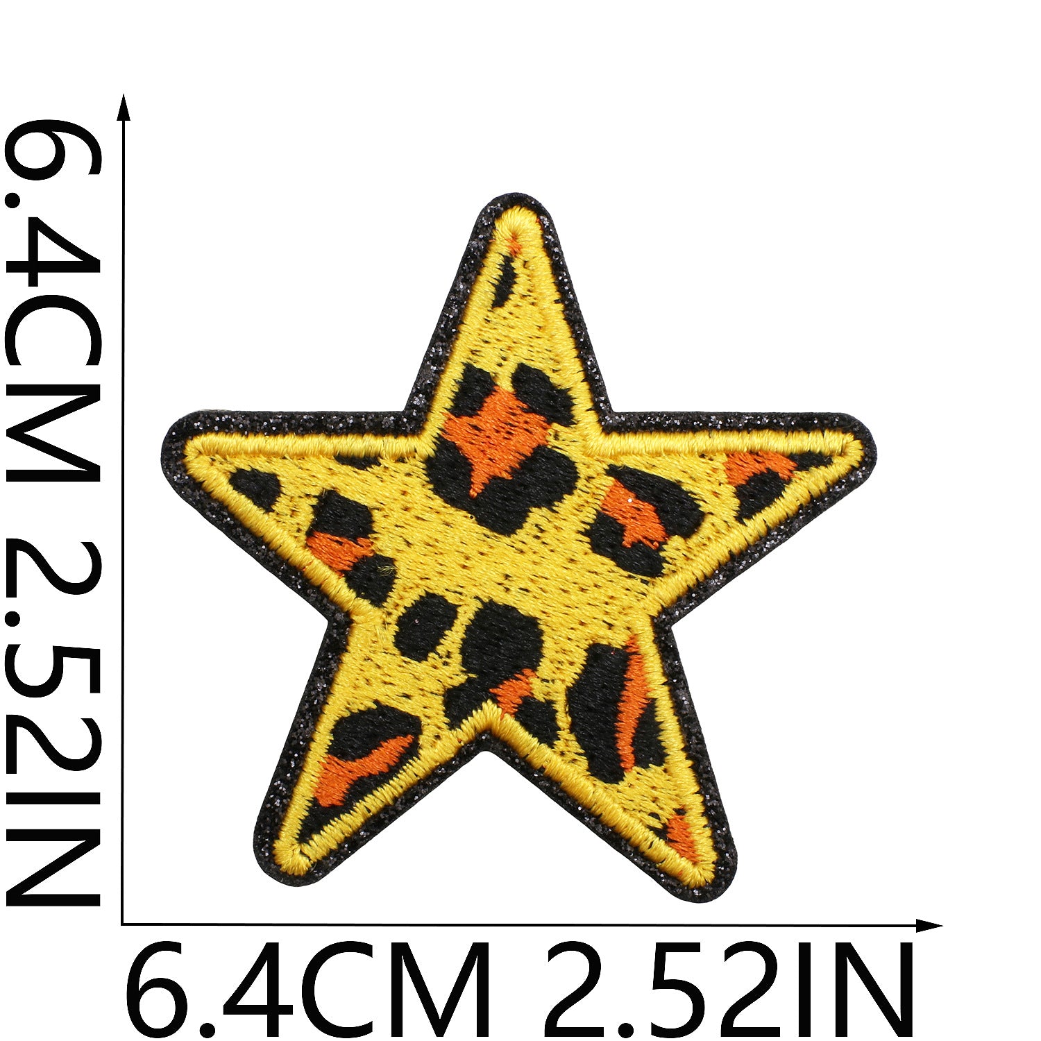 Wholesale Leopard Print Glitter Star Embroidered Patch Polyester Applique For Clothing Bags DIY