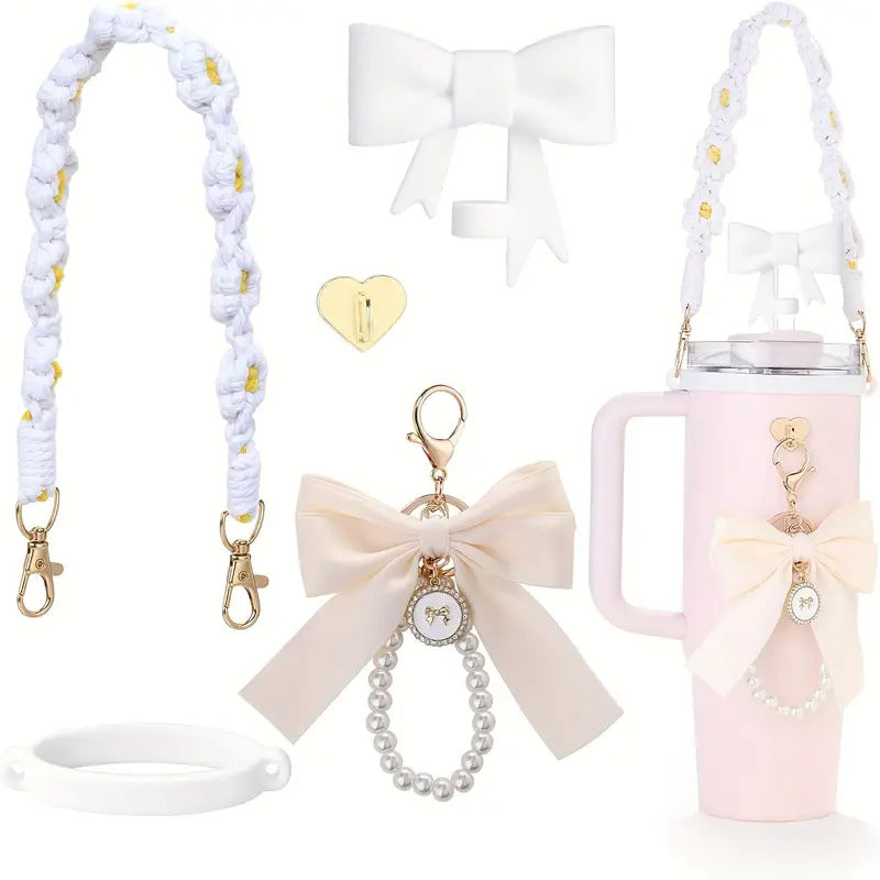 Wholesale Braided Handle Rope Bowknot Keychain Pendant Water Cup Decoration