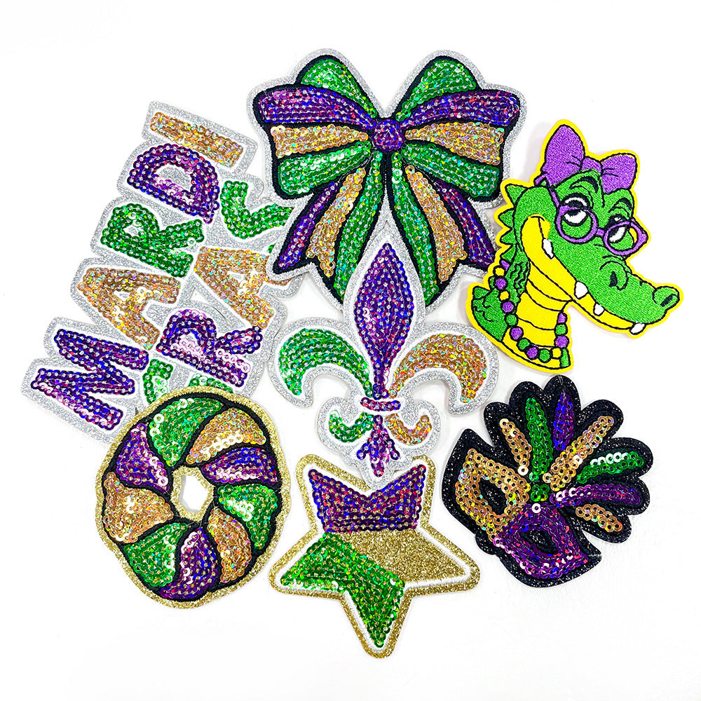 Wholesale Carnival Crocodile Pentagram Bow Series Embroidery DIY Patches