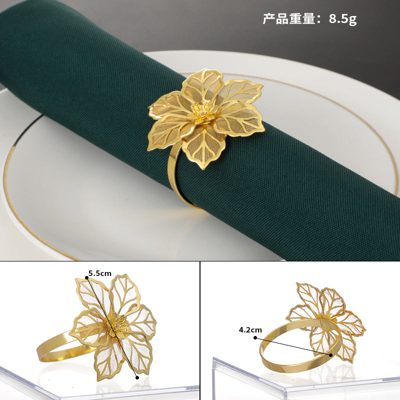 Wholesale Simulated Flower Stainless Steel Napkin Rings