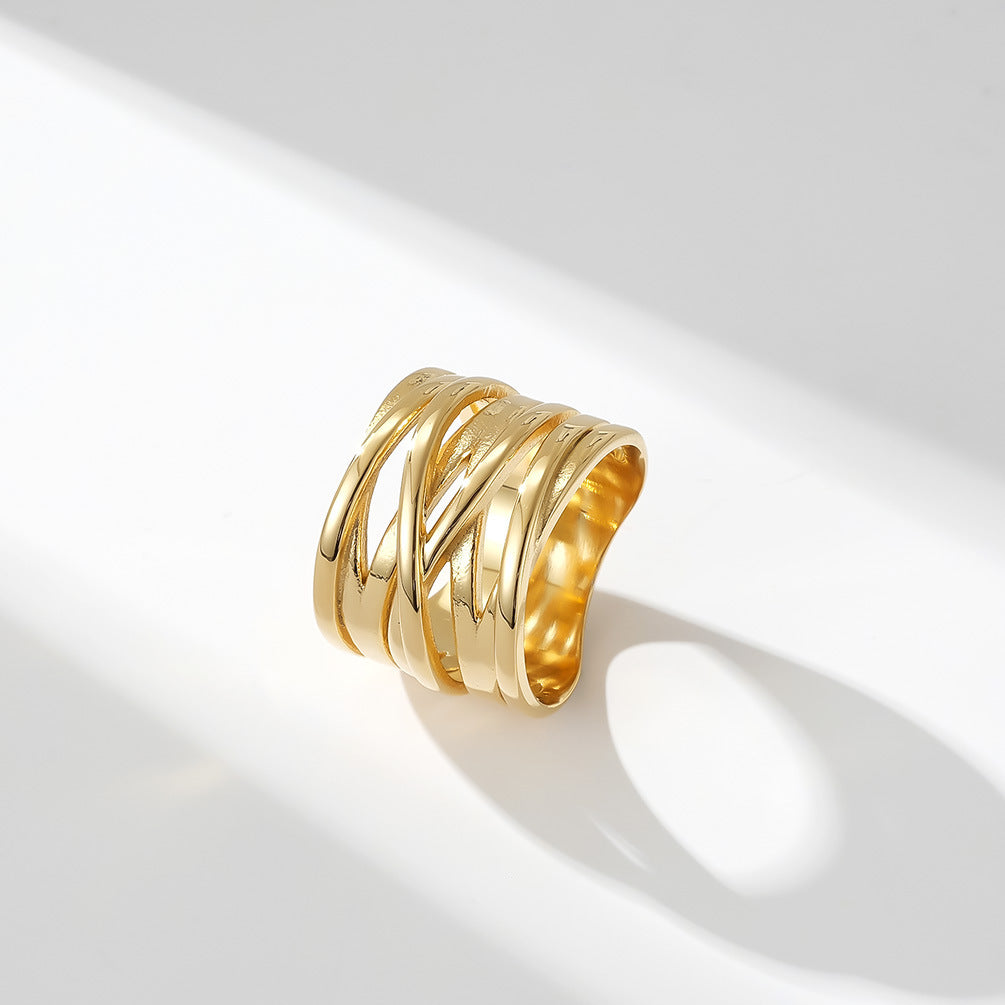 Wholesale Three color gradient Titanium steel ring with three-dimensional weaving