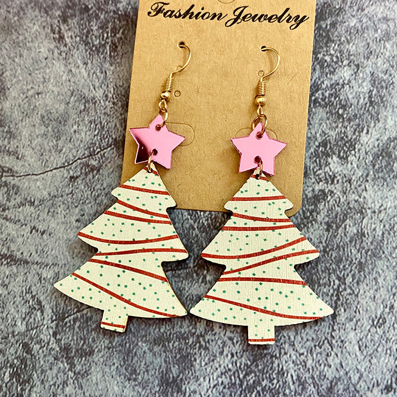 Wholesale Christmas Tree Wooden Earrings