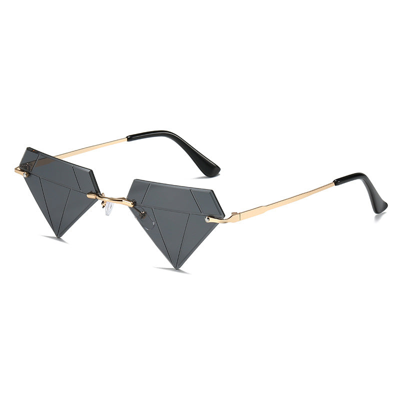 Wholesale Rimless Diamond Shape Hip Hop Sunglasses