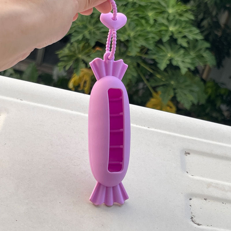 Wholesale Lipstick case silicone protective case bow lipstick bag keychain