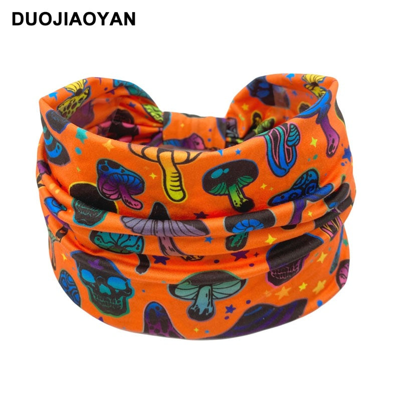 Wholesale Halloween Printed Headbands Ghost Pumpkin Wide Brim Cloth Headbands 10PCS