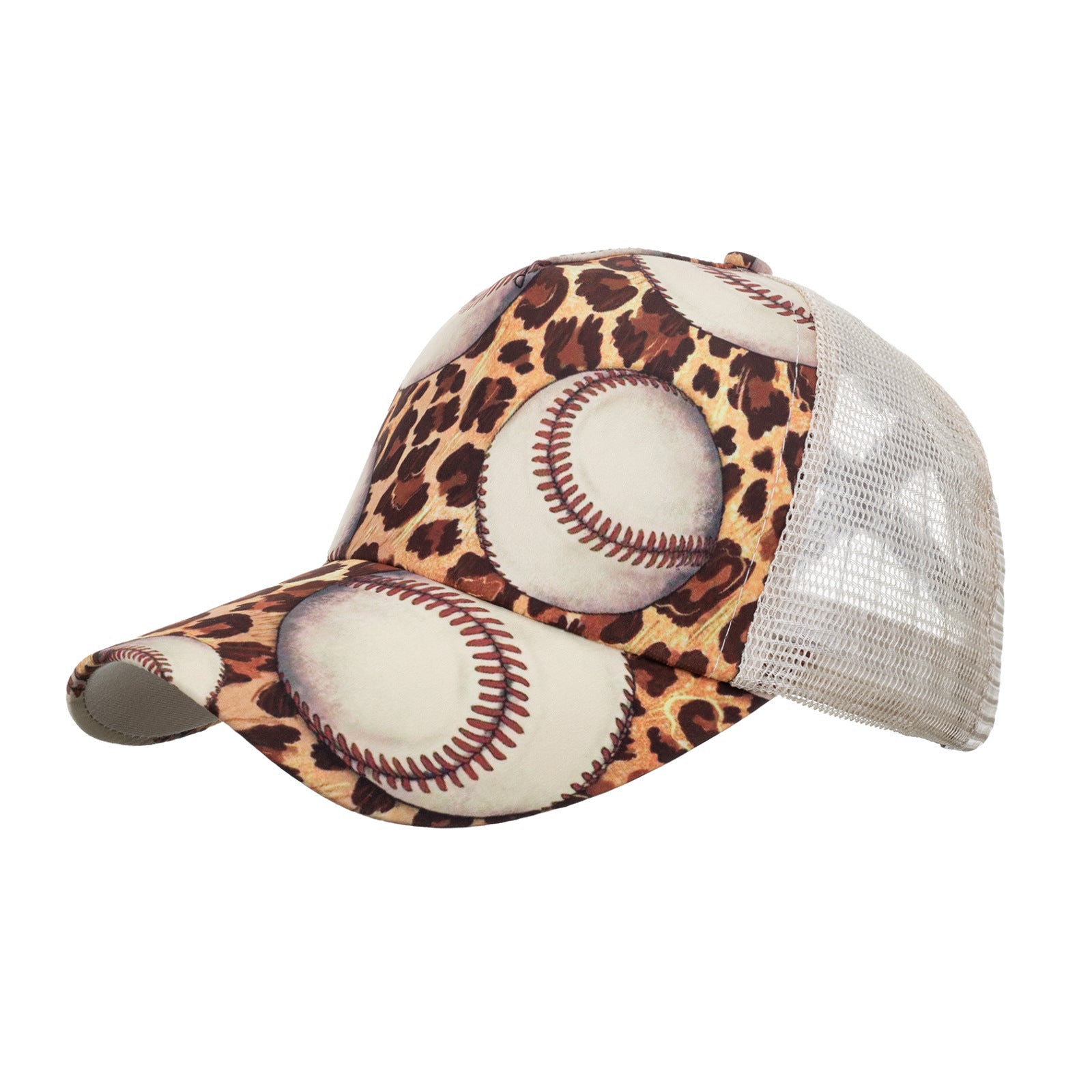 Wholesale Leopard print horizontal bar mesh baseball cap
