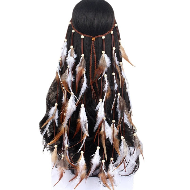 Wholesale Bohemian long feather hair accessories horse racing cape