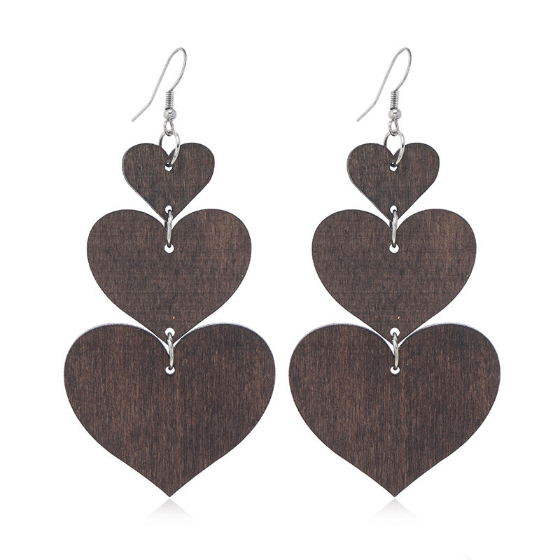 Pendientes de madera huecos geométricos al por mayor