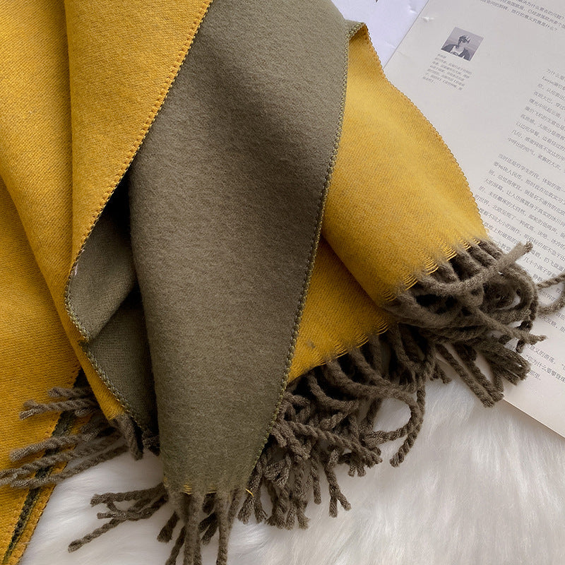 Wholesale Double Sided Solid Color Scarf Long Thickened Warm Shawl