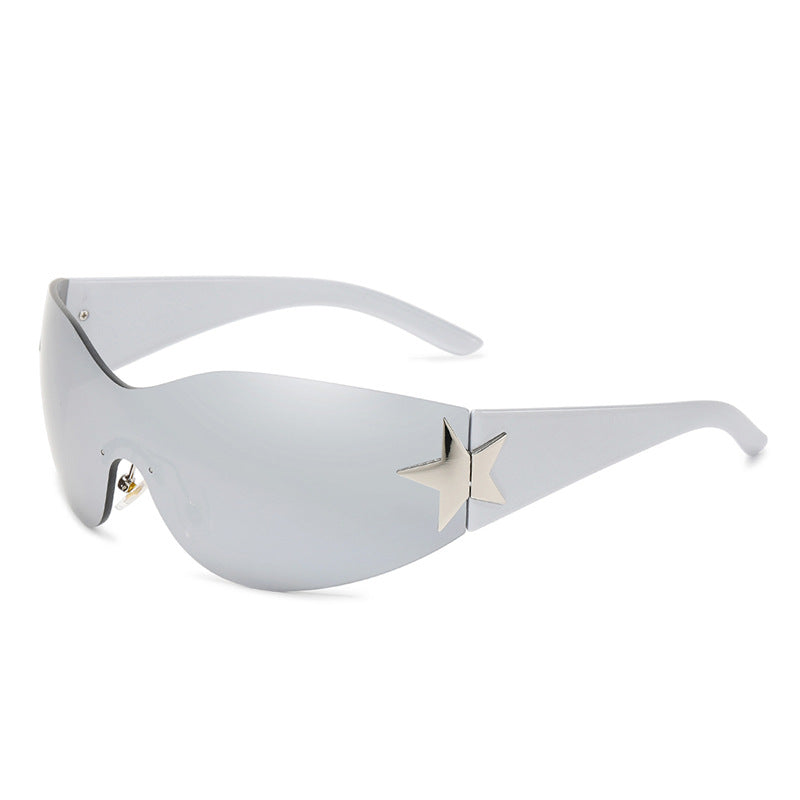 Wholesale PC Y2K Frameless Integrated Five Pointed Star Decorative Sunglasses