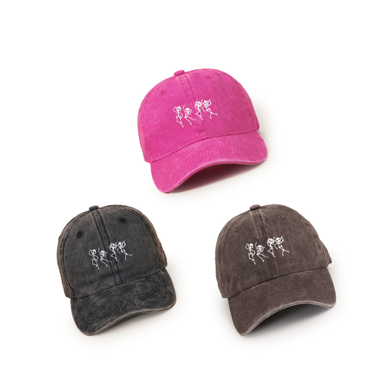 Wholesale Black Skull Washed Baseball Cap