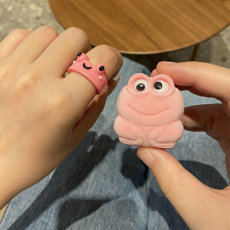 Wholesale Home convenience store cute cartoon frog shape couple lonely frog ring