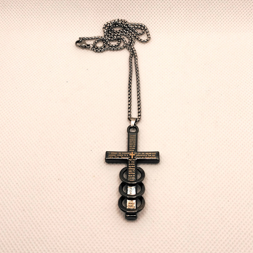 Wholesale Vintage Three Ring Cross Pendant Necklace
