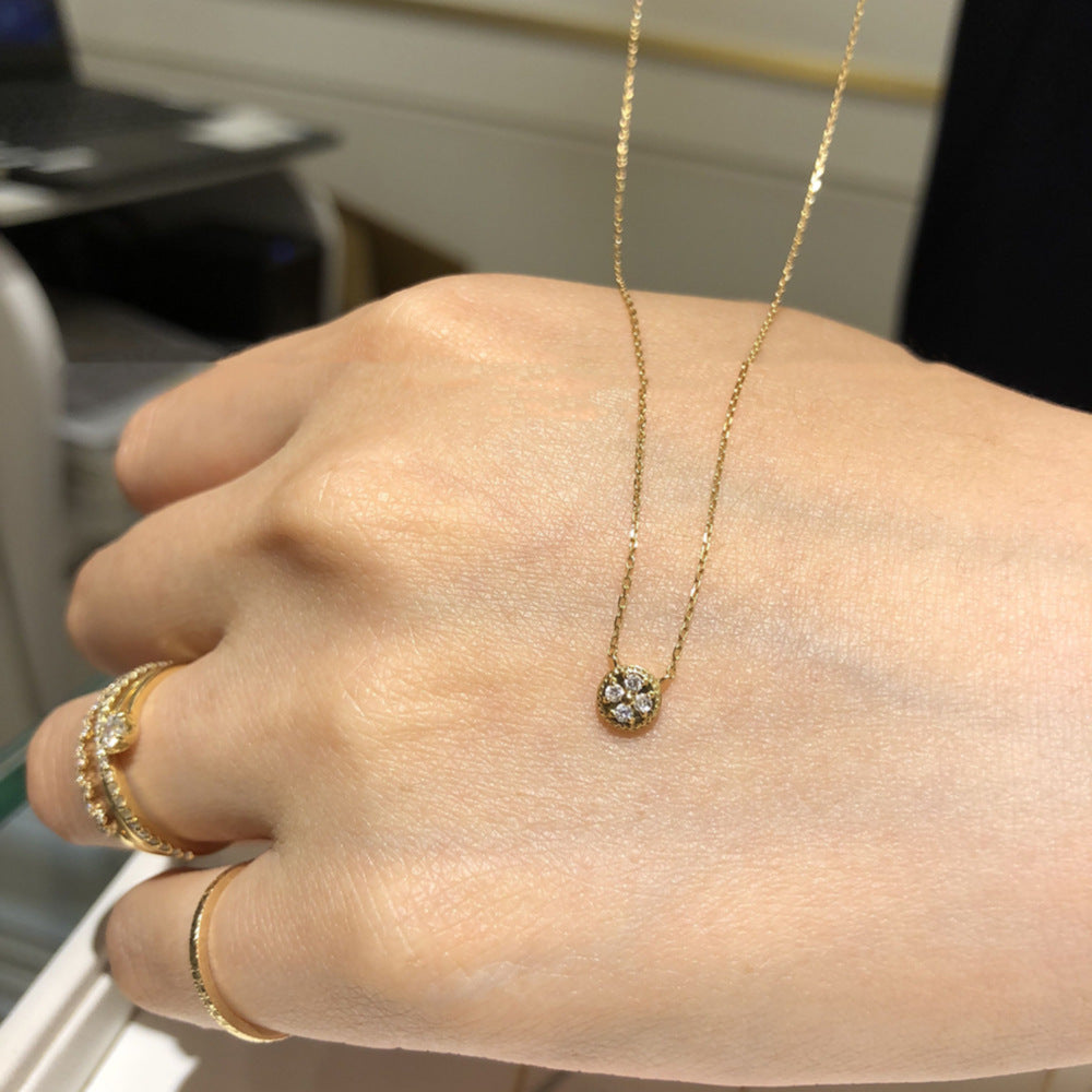 Wholesale Heart Type Round Square Type Single Zircon Clavicle Necklace