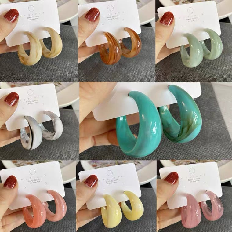 Wholesale S925 Silver Needle Acrylic Geometric C Shape Earrings