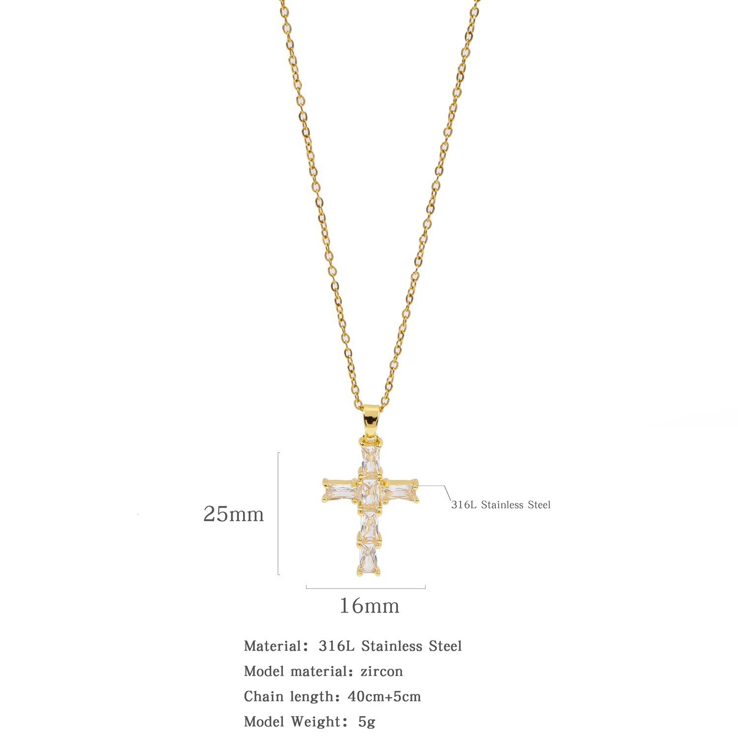 Wholesale Colorfulful Zircon Men' s and Women' s Cross Necklace Niche Design