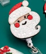 Wholesale Christmas Gift Felt 3D Santa Sock Badge Scroll Retractable Keychain