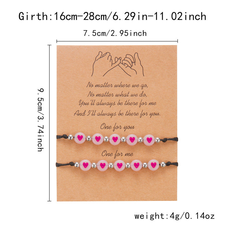 Wholesale Luminous Love Braided Adjustable Bracelet Set