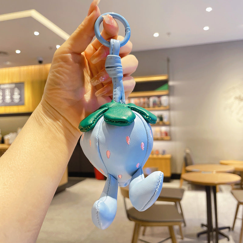 Llavero de fresa de cuero al por mayor