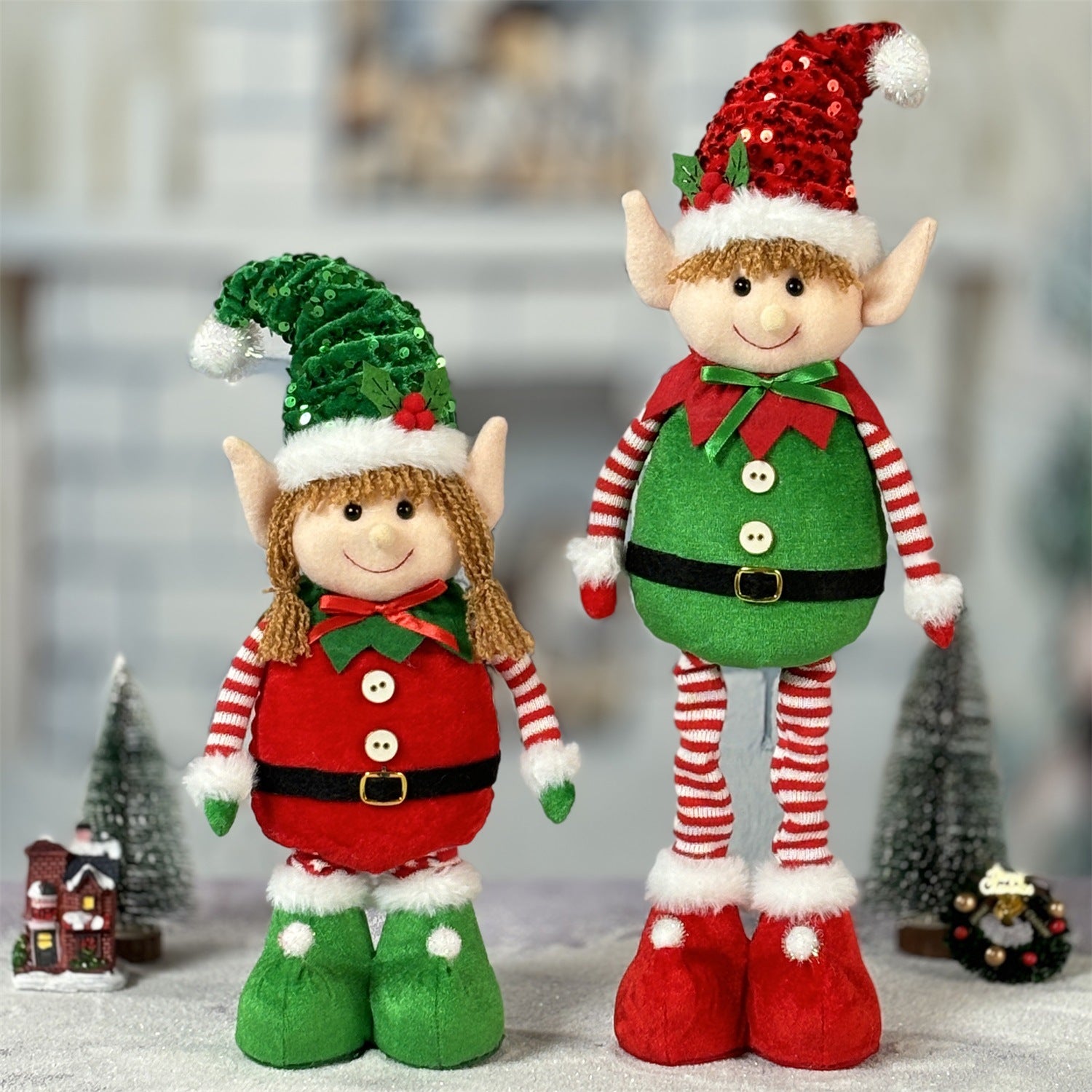 Wholesale Christmas Hanging Leg Elf Telescopic Doll Ornament