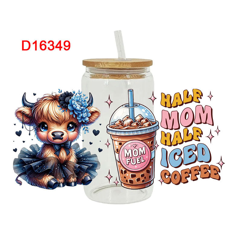 Wholesale Beverage cartoon calf  16oz Cup UV DTF Wraps