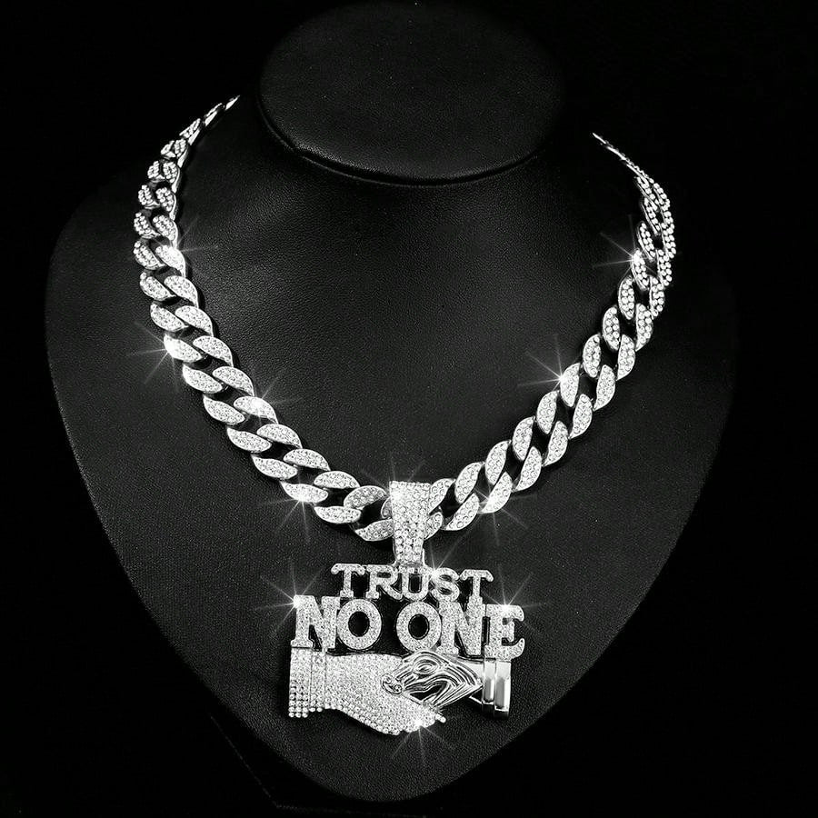 Wholesale Hip Hop Letter TRUST NO ONE Pendant Men's Alloy Cuban Chain