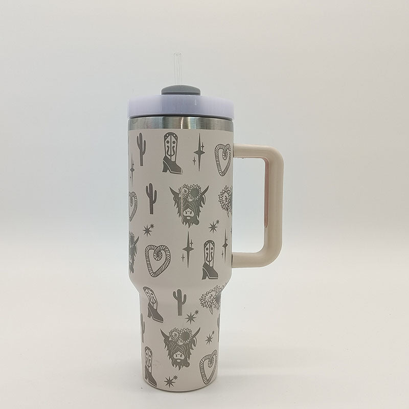 Wholesale Tumbler Ice Bullies Cup  Western Style Laser West Highland Cow Thermos Cup Straw Cup 40OZ Car Cup Ice Cup